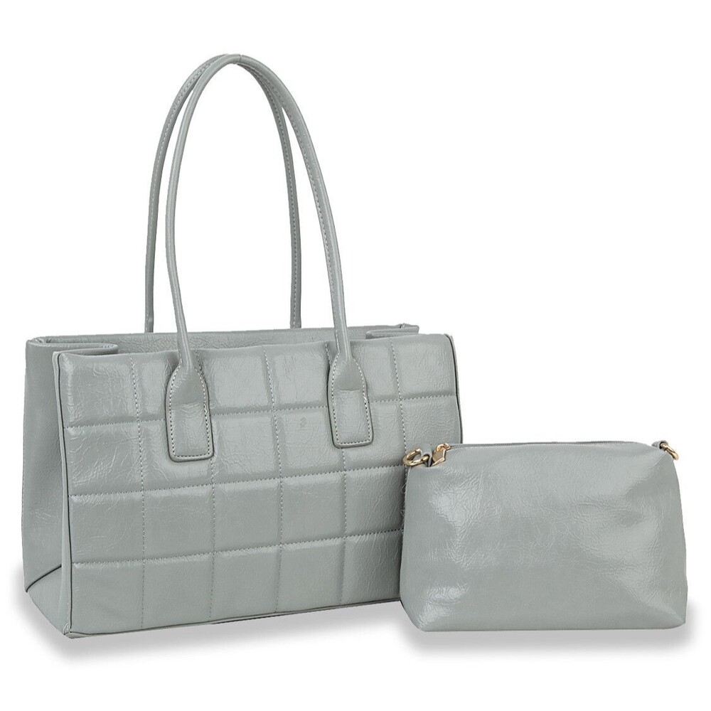 Classic Embossed Women Handbags Fashion Satchel  Top Handle  Clutch 2pcs Set